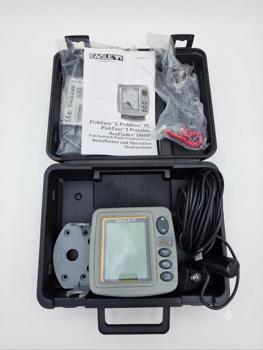 Vintage Eagle FishEasy 2 Portable Fish Finder Depth Sounder in Hard Case w/ Manu